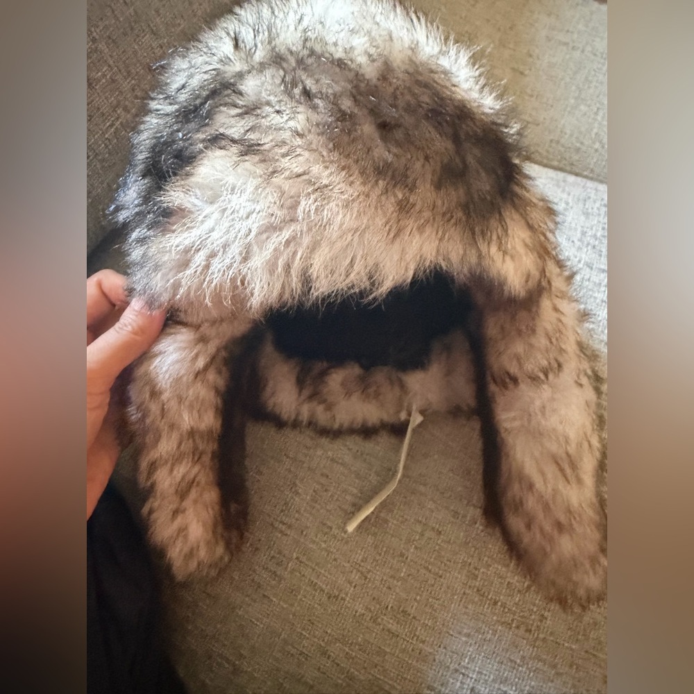 Zabari 100% Genuine Leather Black Trapper Hat with Fur Trim and Ear Flaps NWT